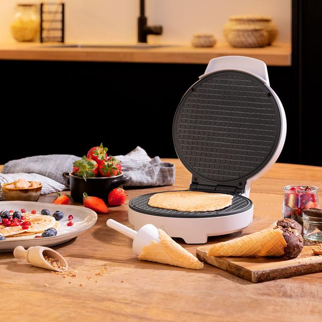 Cecotec Fun Gofrestone Rolls. Gofrera Con 1000 W Revestimiento Antiadherente Acabados En Acero Inox Ideal Para Preparar Conos De Helado Y Barquillos Gofrera / Máquina De Gofres
