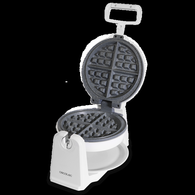 Cecotec Fun Gofrestone Sphere. Gofrera Con 1000 W Revestimiento Antiadherente RockStone Diseño Circular Rotación 180º Para Optimizar El Uso Indicador Luminoso Protección Sobre Calentamiento Gofrera / Máquina De Gofres