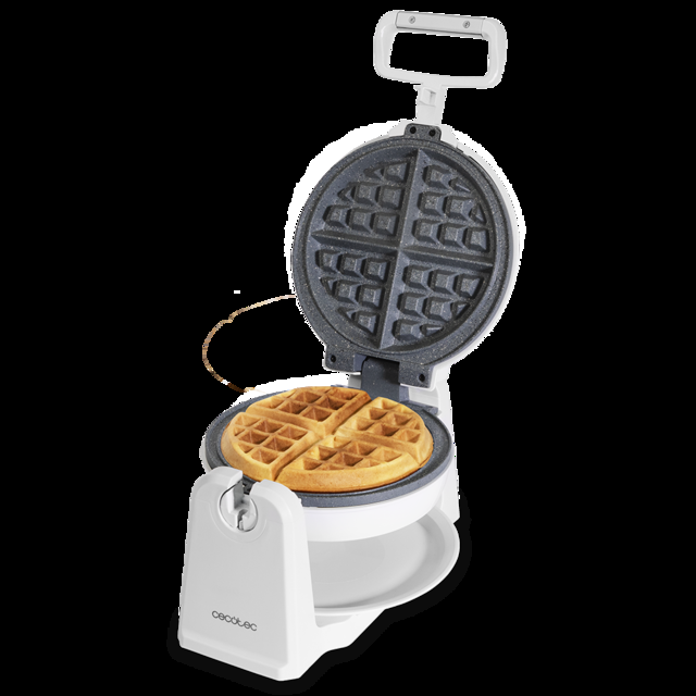 Cecotec Fun Gofrestone Sphere. Gofrera Con 1000 W Revestimiento Antiadherente RockStone Diseño Circular Rotación 180º Para Optimizar El Uso Indicador Luminoso Protección Sobre Calentamiento Gofrera / Máquina De Gofres