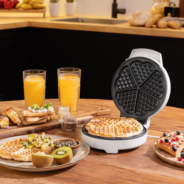 Cecotec Fun Gofrestone Sweetie. Gofrera Con 1000 W Capacidad Para 1 Gofre Grande O 5 En Forma De Corazón Antiadherente Acero Inox Gofrera / Máquina De Gofres