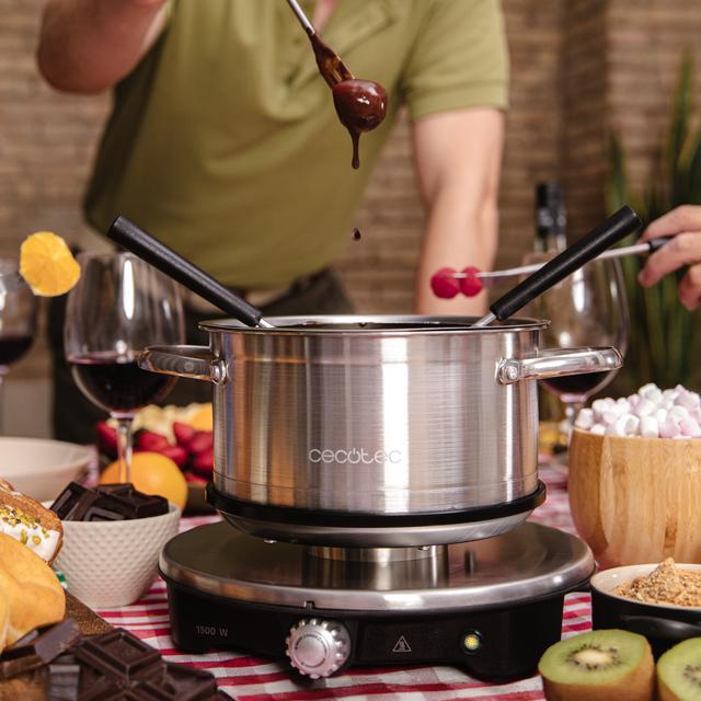 Cecotec Fun Gourmetfondue Advance Fondue Eléctrica De Queso Chocolate Y Aceite Con 1500 W Y 8 Tenedores. Fondue Eléctrica 