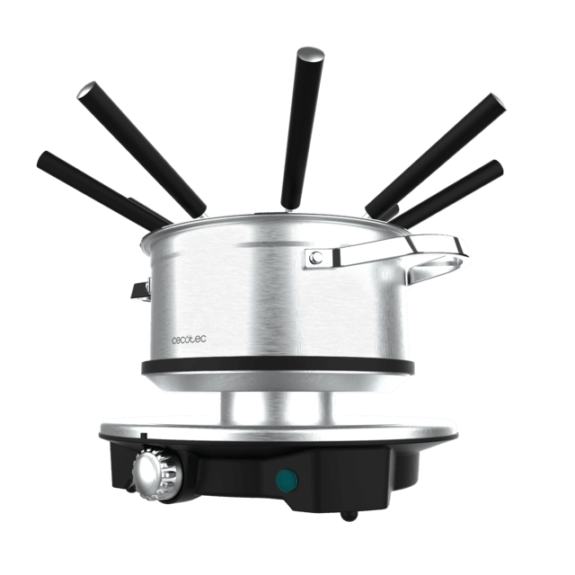 Cecotec Fun Gourmetfondue Advance Fondue eléctrica de queso chocolate y aceite con 1500 W y 8 tenedores. Fondue eléctrica 