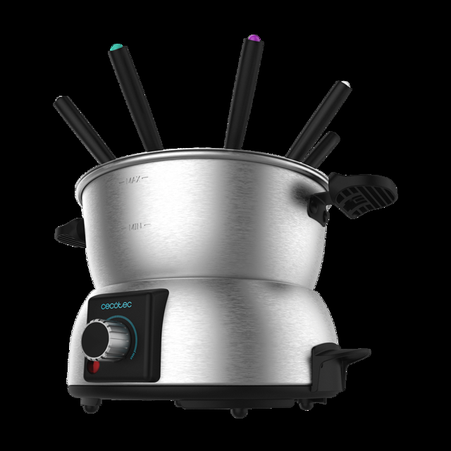 Cecotec Fun GourmetFondue. Fondue Eléctrica Con 1000 W De Potencia Termostato Regulable Acero Inoxidable Para Queso Chocolate Y Aceite Incluye 8 Tenedores Piezas Aptas Para Lavavajillas Fondue Queso Chocolate O Aceite  