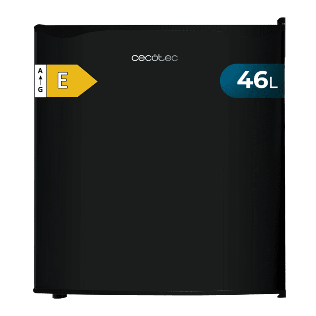 Cecotec GrandCooler 20000 L SilentCompress Black Mini Frigorífico acero inoxidable capacidad de 46 Litros 48 7 de ancho y 48 cm de alto puerta reversible funcionamiento cíclico clase energética E Mini Frigorífico acero inoxi