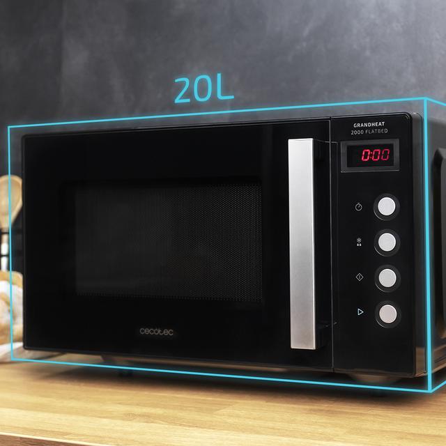 Cecotec GrandHeat 2000 Flatbed Black. Microondas Sin Plato Con Capacidad 20 Litros Potencia 700 W Temporizador Hasta 60 Min Revestimiento Interior Cerámico Microondas Sin Plato 20 Litros