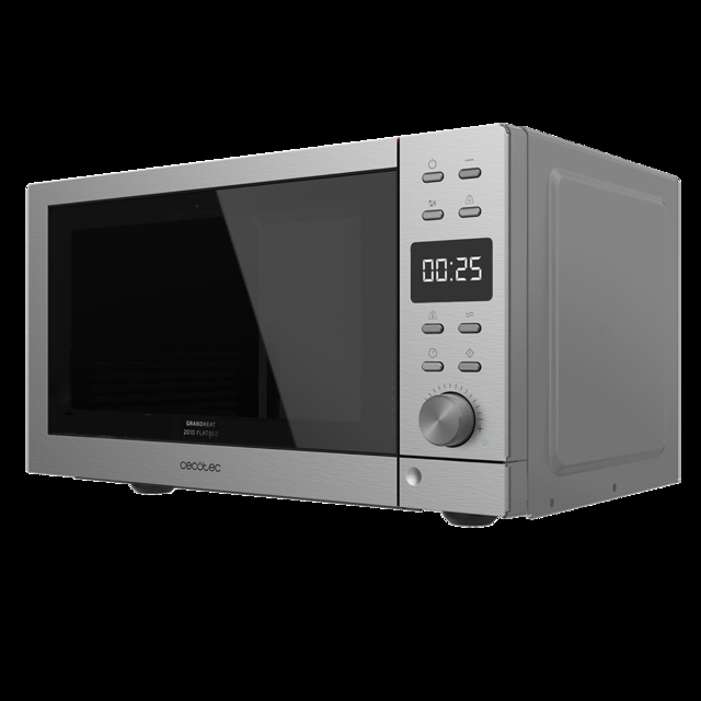 Cecotec GrandHeat 2010 Flatbed Steel. Microondas Digital sin Plato con Potencia 700 W Capacidad 20 Litros Grill de 900 W 9 Funciones preconfiguradas Quick Start Fácil Limpieza Microondas sin plato