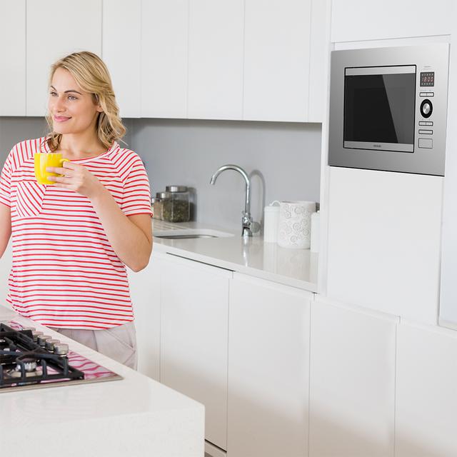 Cecotec GrandHeat 2090 Built-In Steel. Microondas Encastrable Digital Con 800W De Potencia Capacidad 20 Litros Grill 5 Niveles 8 Funciones Preconfiguradas Temporizador Microondas Encastrable Digital De 20 Litros