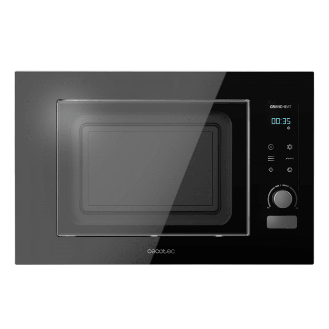 Cecotec GrandHeat 2090 Built-in Touch Black Microondas encastrable digital de 21 litros de capacidad con grill y 1200 W de potencia. Microondas encastrable
