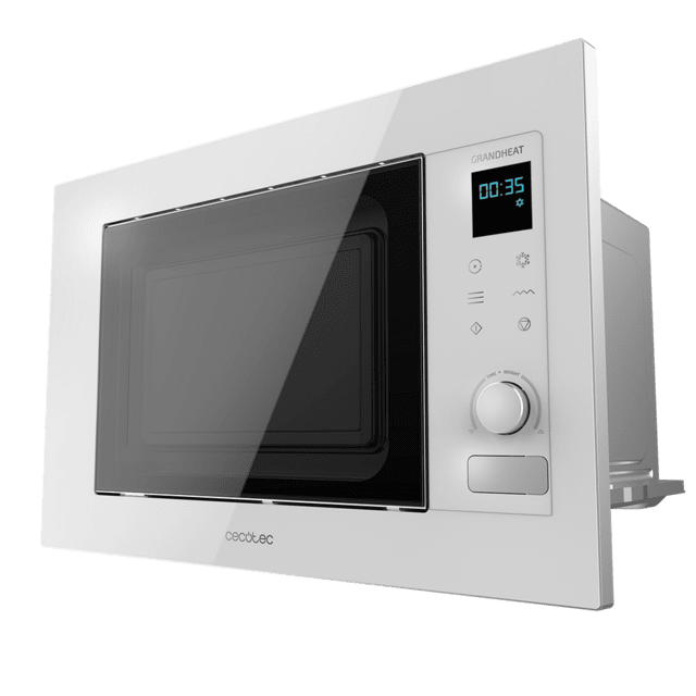 Cecotec GrandHeat 2090 Built-in Touch White Microondas encastrable digital de 21 litros de capacidad con grill y 1200 W de potencia GrandHeat 2090 Built-in Touch White. Microondas encastrable