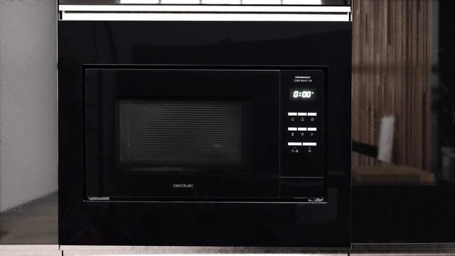 Cecotec Grandheat 2300 Built-In Black. Microondas Encastrable Digital Con 800 W De Potencia Capacidad 23 Litros Grill 5 Niveles 8 Funciones Preconfiguradas Temporizador Microondas Encastrable 23 Litros