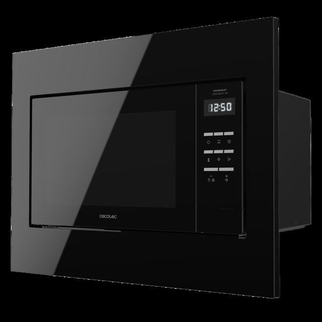 Cecotec Grandheat 2300 Built-In Black. Microondas Encastrable Digital Con 800 W De Potencia Capacidad 23 Litros Grill 5 Niveles 8 Funciones Preconfiguradas Temporizador Microondas Encastrable 23 Litros