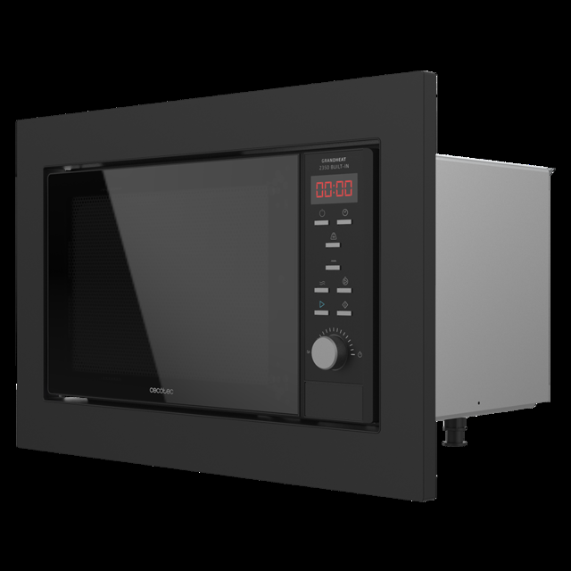 Cecotec GrandHeat 2350 Built-In Black. Microondas Encastrable Digital De 900W Integrable 23 Litros Grill 9 Funciones Preconfiguradas Quick Start Temporizador Microondas Encastrable 23 Litros