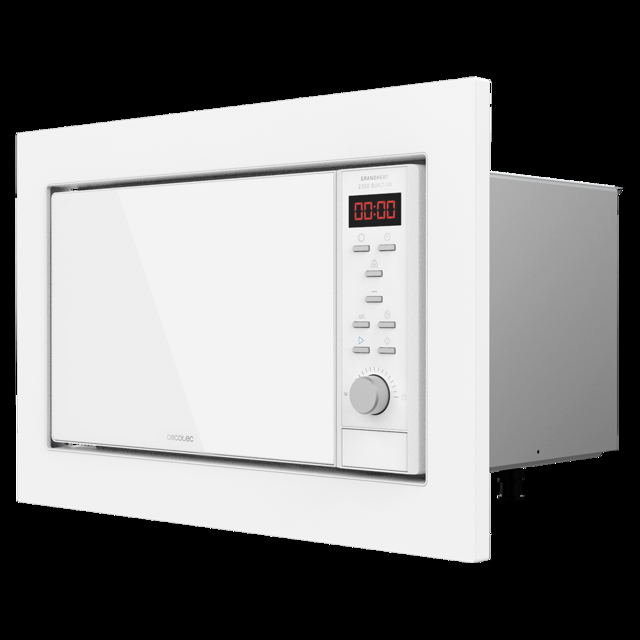 Cecotec GrandHeat 2350 Built-In White. Microondas encastrable Digital de 900W Integrable 23 Litros Grill 9 Funciones preconfiguradas Temporizador Microondas encastrable 23 Litros