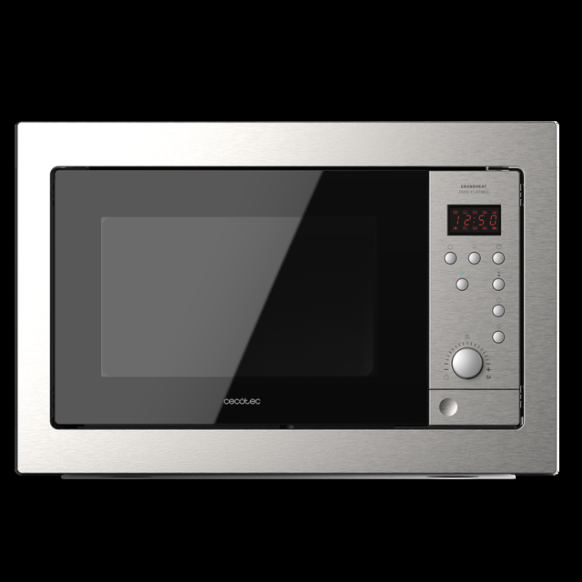 Cecotec GrandHeat 2500 Built-In SteelBlack. Microondas Encastrable Digital De 900W Integrable 25 Litros Grill Quick Start 8 Funciones Preconfiguradas Temporizador Microondas Encastrable Digital 25 Litros