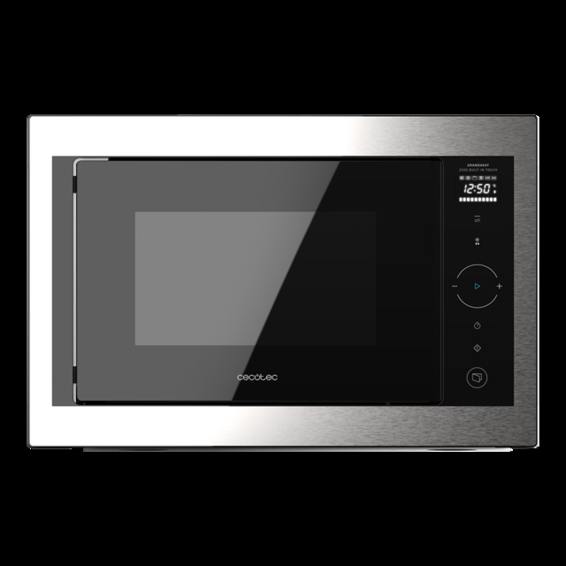Cecotec GrandHeat 2500 Built-In Touch SteelBlack. Microondas Encastrable Digital De 900 W Integrable 25 L Grill De 1000 W 8 Funciones Preconfiguradas Temporizador Panel De Control Táctil Microondas Encastrable Digital 25 Litros