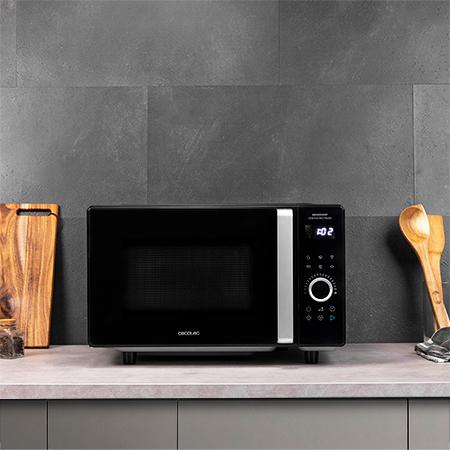 Cecotec GrandHeat 2500 Flatbed Touch Black. Microondas Sin Plato Digital De 800 W Capacidad 25 L Panel De Control Táctil 8 Funciones Preconfiguradas Temporizador Bloqueo De Seguridad Microondas Sin Plato