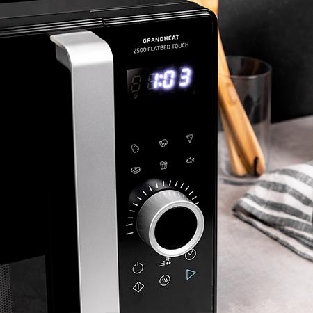 Cecotec GrandHeat 2500 Flatbed Touch Black. Microondas Sin Plato Digital De 800 W Capacidad 25 L Panel De Control Táctil 8 Funciones Preconfiguradas Temporizador Bloqueo De Seguridad Microondas Sin Plato