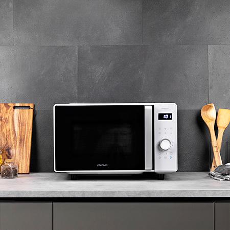 Cecotec GrandHeat 2500 Flatbed Touch White. Microondas Sin Plato Digital De 800 W Capacidad 25 L Panel De Control Táctil 8 Funciones Preconfiguradas Temporizador Bloqueo De Seguridad Microondas Sin Plato