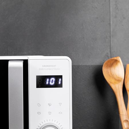 Cecotec GrandHeat 2500 Flatbed Touch White. Microondas Sin Plato Digital De 800 W Capacidad 25 L Panel De Control Táctil 8 Funciones Preconfiguradas Temporizador Bloqueo De Seguridad Microondas Sin Plato