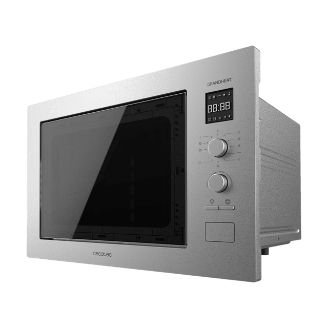 Cecotec GrandHeat 2550 Built-in Steel Microondas Encrastable Digital de 25 Litros con Grill GrandHeat 2550 Built-In Steel. 900 W Microondas encastrable