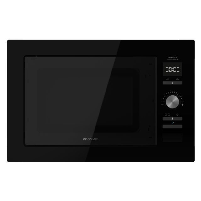 Cecotec GrandHeat 2590 Built-In Black. Microondas Encastrable Digital De 900 W Integrable 25 Litros Táctil Grill 1000 W 8 Funciones Preconfiguradas Temporizador<h2 Class="d-flex Justify-content-center Justify-content-lg-start M