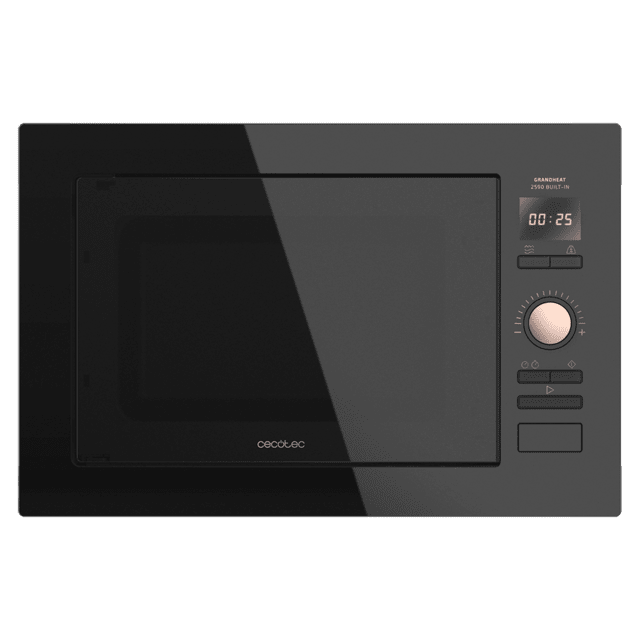 Cecotec GrandHeat 2590 Built-in BlackRose. Microondas Encastrable Digital De 900 W Integrable 25 Litros 8 Funciones Preconfiguradas Quick Start Temporizador Microondas Encastrable