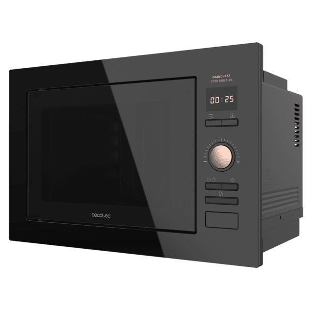 Cecotec GrandHeat 2590 Built-in BlackRose. Microondas Encastrable Digital de 900 W Integrable 25 Litros 8 Funciones Preconfiguradas Quick Start Temporizador Microondas encastrable