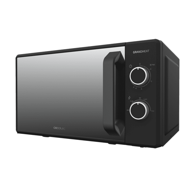 Cecotec Grandheat 3040 Mirror. Microondas de 20 Litros con 700 W 6 Niveles Revestimiento Anti-Dirt iTech y Tecnología 3DWave Modo Descongelación Temporizador Negro y Puerta efecto Espejo Microondas con 20 litros de capacidad