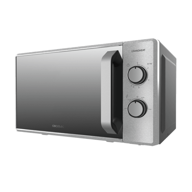 Cecotec Grandheat 3060 M Mirror. Microondas de 20 Litros de 700 W 6 Niveles Revestimiento Anti-Dirt iTech y Tecnología 3DWave Modo Descongelación Temporizador Plata y Puerta efecto Espejo El microondas Grandheat 3060 cuenta co