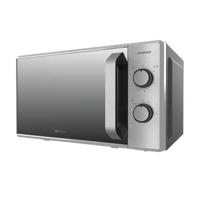 Cecotec Grandheat 3060 Mirror. Microondas De 20 Litros De 700 W 6 Niveles Revestimiento Anti-Dirt ITech Y Tecnología 3DWave Modo Descongelación Temporizador Plata Y Puerta Efecto Espejo Microondas Con 20 Litros De Capacidad