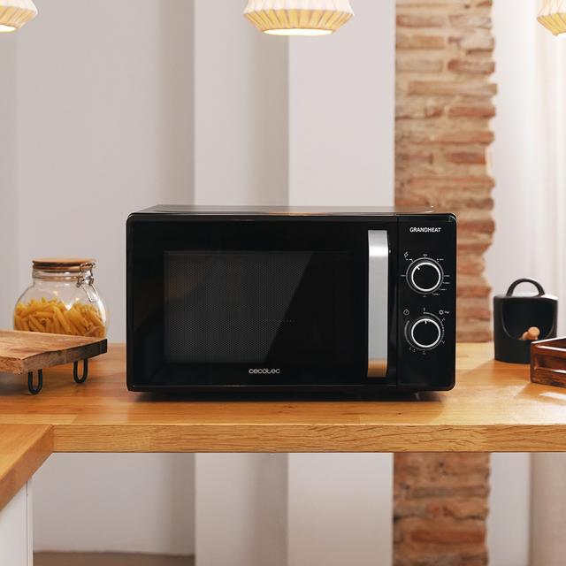 Cecotec Grandheat 3130. Microondas Con Grill De 20 Litros De 700 W Y 800 W Grill 6 Niveles Revestimiento Anti-Dirt ITech Y Tecnología 3DWave Modo Descongelación Temporizador Negro Microondas De Sobremesa 20 L