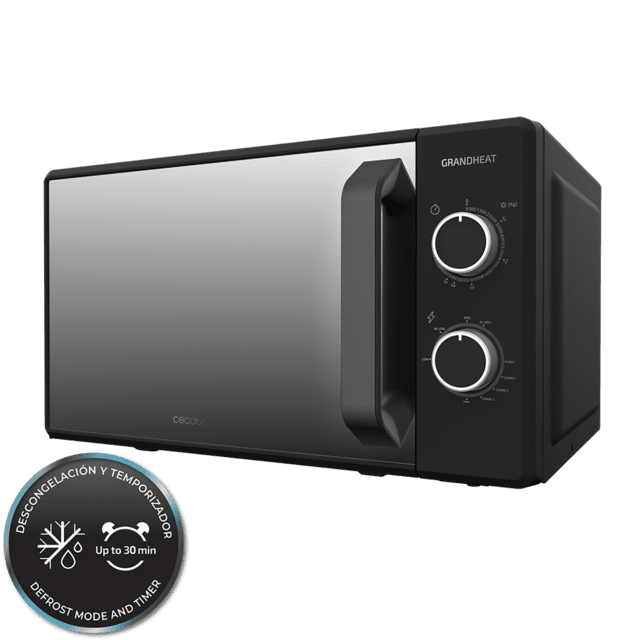 Cecotec Grandheat 3140 Mirror Microondas de 20 litros de capacidad con grill con revestimiento Anti-Dirt iTech y tecnología 3DWave. Microondas encastrable