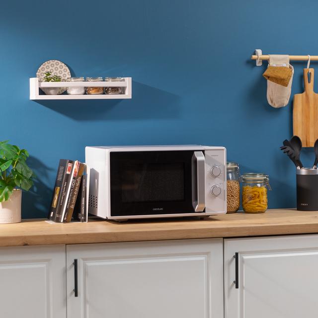 Cecotec Grandheat 4110. Microondas De 23 Litros Con Grill De 800 W En 6 Niveles Grill De 1000 W Tecnología 3D Wave Revestimiento Anti-Dirt ITech Temporizador Blanco Con Puerta Full Crystal Microondas De 23 Litros Con Grill 