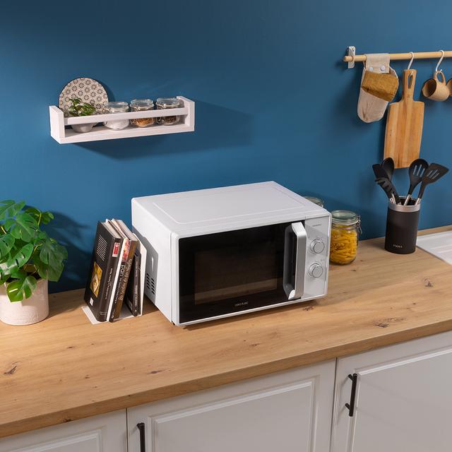 Cecotec Grandheat 4110. Microondas De 23 Litros Con Grill De 800 W En 6 Niveles Grill De 1000 W Tecnología 3D Wave Revestimiento Anti-Dirt ITech Temporizador Blanco Con Puerta Full Crystal Microondas De 23 Litros Con Grill 