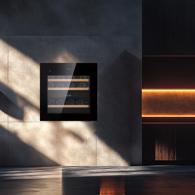 Cecotec GrandSommelier Duo 36000 Touch Black Compressor Vinoteca Completamente Integrable Con Cristal Negro Apertura Táctil Mediante Sensor Doble Zona Temperatura 5ºC A 20ºC Capacidad 36 Botellas Dimensiones 60x60cm Iluminaci