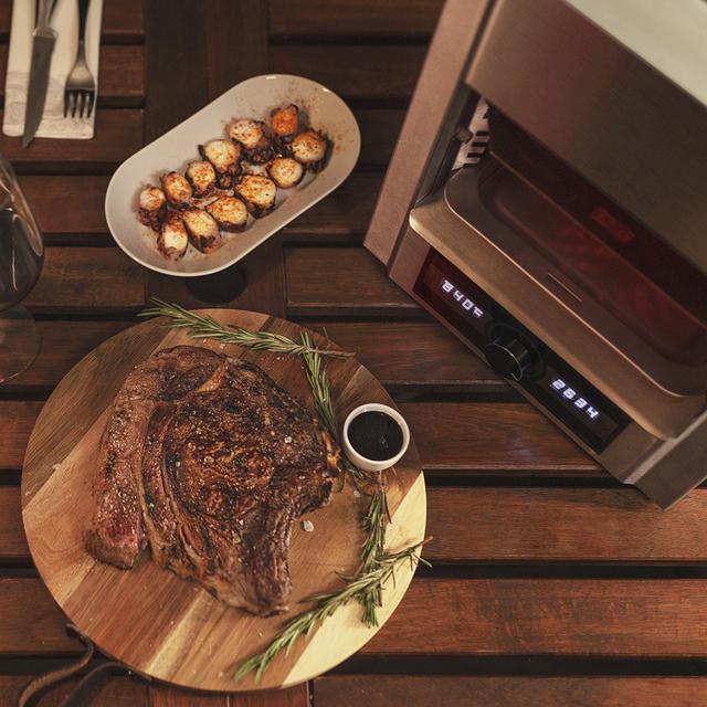 Cecotec Grill Eléctrico Txuletaco The Beast 7850 Steel. 2000W De Potencia Hasta 850°C Parrilla De Acero Inoxidable Bandeja Recoge Grasas Sistema De Temperatura Y Tiempo RegulablesBarbacoa Eléctrica