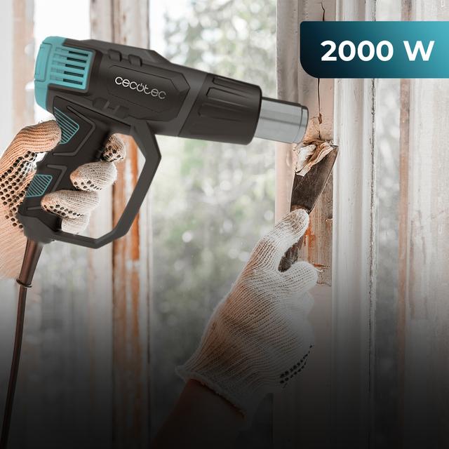 Cecotec Hell Gun 7500 Full Equip Pistola De Calor Con 2000W De Potencia. Velocidad De Aire Regulable. Rango De Temperatura De 50ºC A 550ºC. Incluye 4 Cabezales Intercambiables Y Maletín. Calentamiento Ultrarrápido. Pistola D