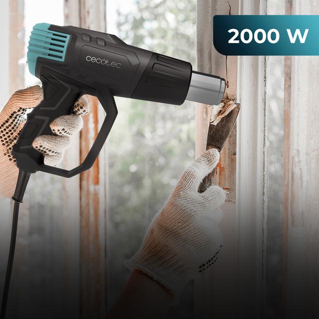 Cecotec Hell Gun 9500 Vision Pistola De Calor Con 2000W De Potencia. Control Digital De La Velocidad De Aire Y Temperatura. Rango De Temperatura De 50ºC A 600ºC. Incluye 4 Cabezales Intercambiables Y Maletín. Calentamiento Ul