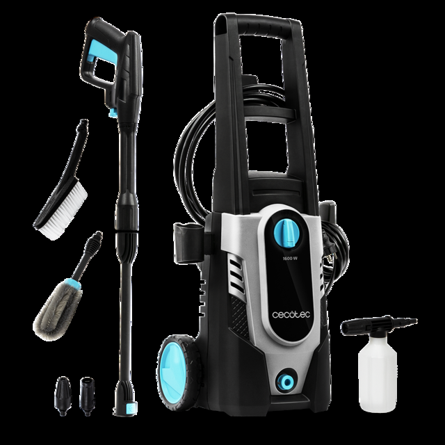 Cecotec HidroBoost 1600 Car&Bike. Hidrolimpiadora con 1600 W Especial para Coche y Bici. Compacta Potente y Portátil. Botella para jabón y cepillos Especiales. Caudal máx 426 l/h 135 Bar Hidrolimpiadora / limpiadora de alta p