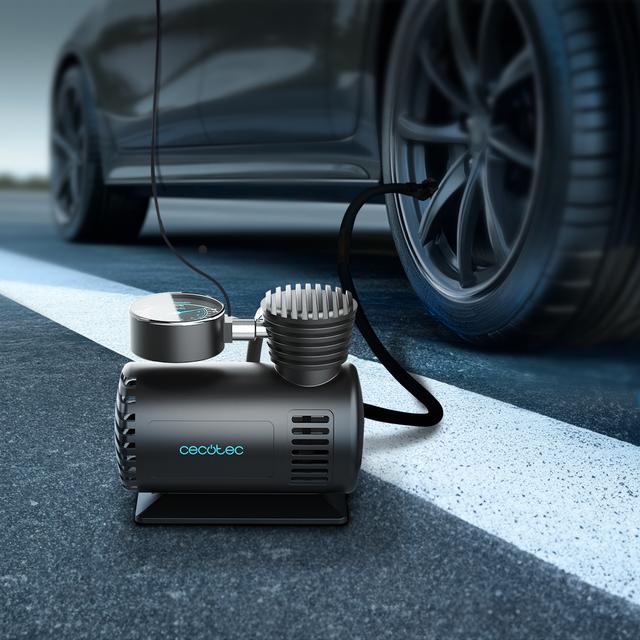 Cecotec Hinchador Eléctrico CecoRaptor Perfect Pump Hinchador Con Voltaje De 12V. Corriente Máxima De 10 A. Presión Máxima De 250 PSI. Diámetro Del Cilindro De 16 Mm De Cable De 2.8 M Con Mechero Y Manguera De Aire De 0.5 M