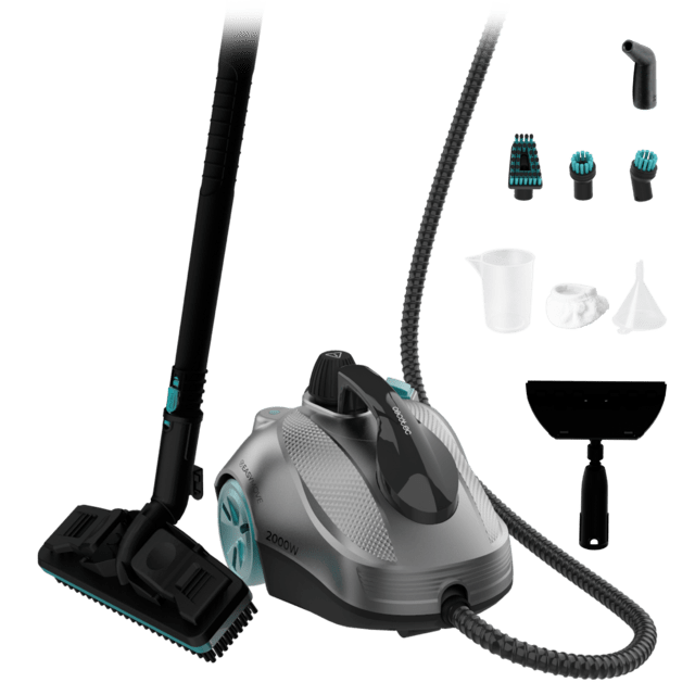 Cecotec HydroSteam 2000 EasyHome Max Vaporeta de trineo con potencia de 2000W. Limpia y desinfecta para acabados perfectos. Hasta 150 minutos de trabajo continuo ininterrumpido. Depósito XXL de 2l . 5 bares de presión. Kit de