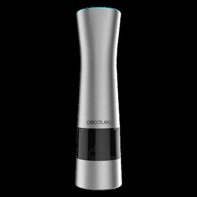 Cecotec InstantMill Press Molinillo de Especias Eléctrico con Cuerpo de Acero Inox Amoladora Cerámica con Función Press Molienda ajustable Ventanas de acrílico Luz LED incorporada Molinillo de pimienta y sal eléctrico