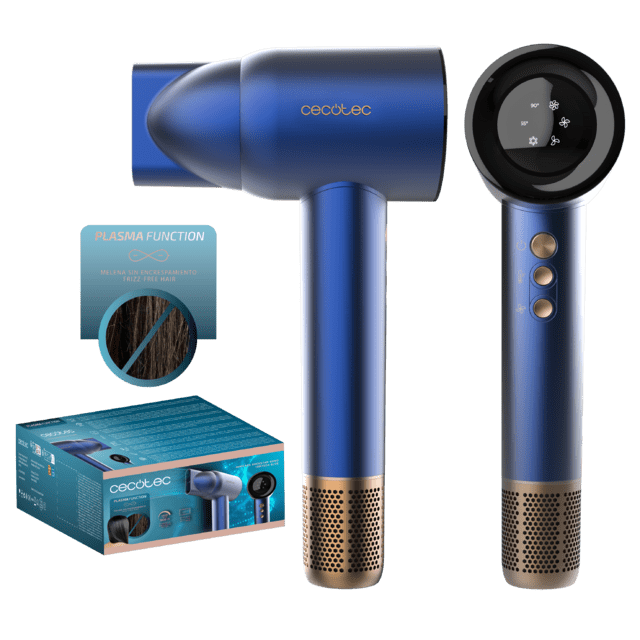 Cecotec IoniCare RockStar Nano IonTech Blue Secador de pelo con Plasma 110000 rpm pantalla control inteligente del calor 3 temperaturas 3 velocidades y función memoria Secador de pelo