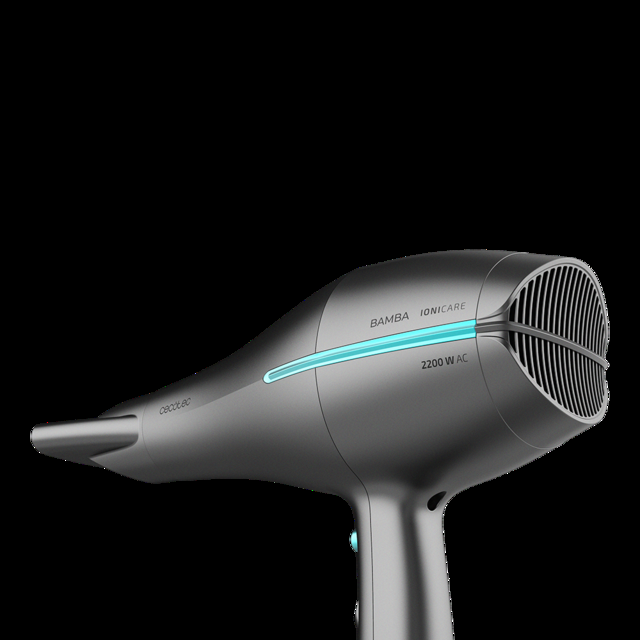 Cecotec Iónico Bamba IoniCare 5300 Maxi Aura Black. Secador De Pelo Con 2200 W Motor AC Función De Aire Frío Cable 1.8 M Incluye Difusor Y Concentrador Negro Secador Iónico De Pelo AC Con Difusor