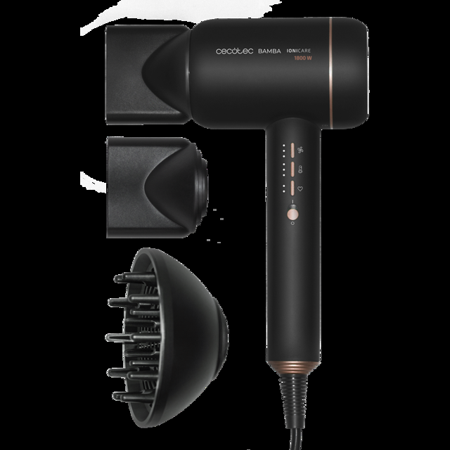 Cecotec iónico Bamba IoniCare 6000 RockStar Fire.Secador de pelo con Motor digital 1800 W de potencia ion real 5 ajustes de temperatura función aire frío Secador brushless iónico de pelo con difusor