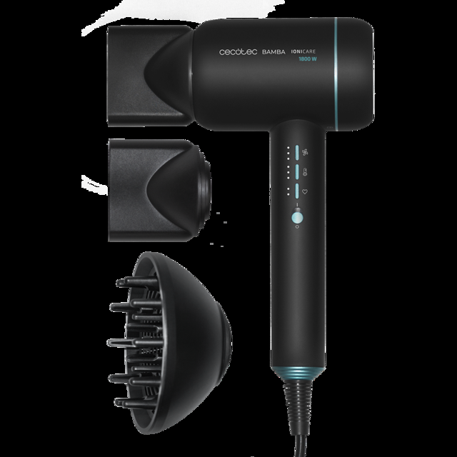 Cecotec iónico Bamba IoniCare 6000 RockStar. Secador de pelo con Motor digital 1800 W de potencia con pantalla LCD ion real 5 ajustes de temperatura función aire frío (6000 Rockstar Ice) Secador brushless iónico de pelo con