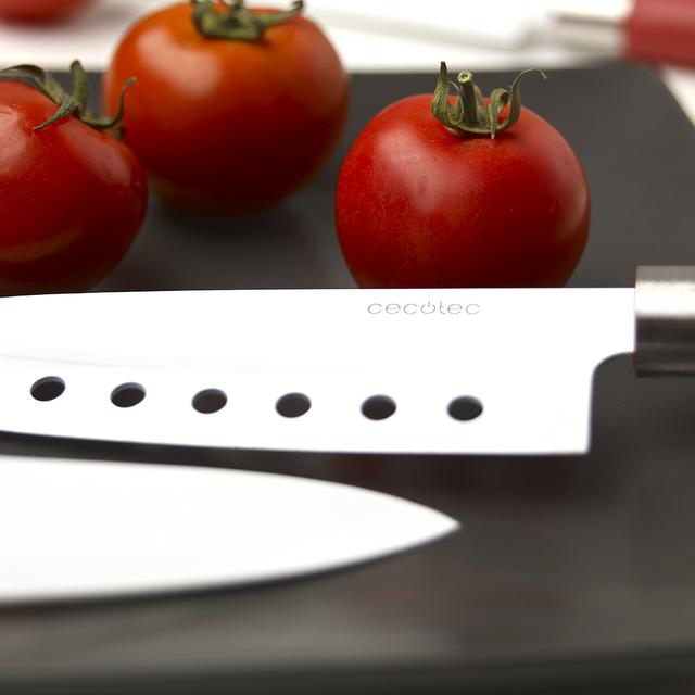 Cecotec Juego De 4 Cuchillos Profesionales De Estilo Japonés Sanyoku. Filo De Grosor De 2mm Cuchillo De Trinchar Cuchillo Chef Cuchillo Multiusos Cuchillo Picador Presentación En Estuche (Rojo) Set De 4 Cuchillos Profesionales