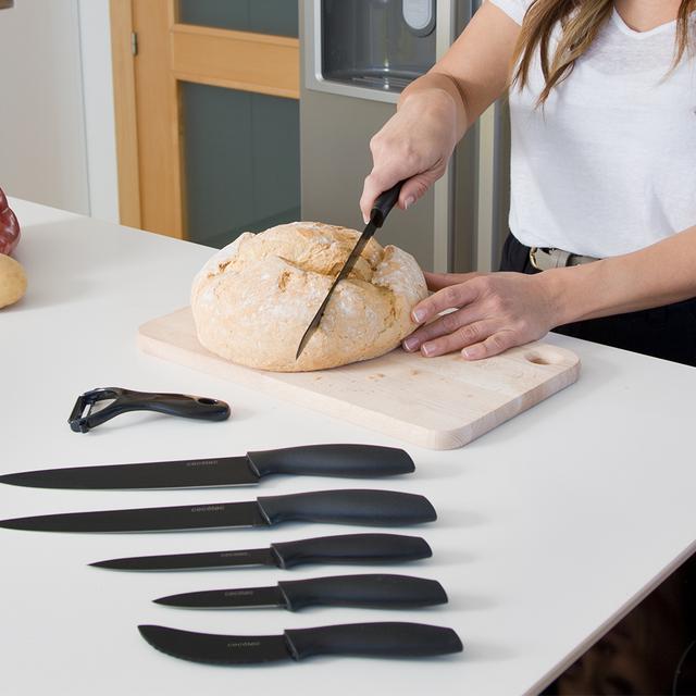 Cecotec Juego De 7 Cuchillos Profesionales Cuchillos Titanium. Acero Inoxidable Recubrimiento Cerámico Hoja De 2mm De Grosor Set De 7 Cuchillos Profesionales