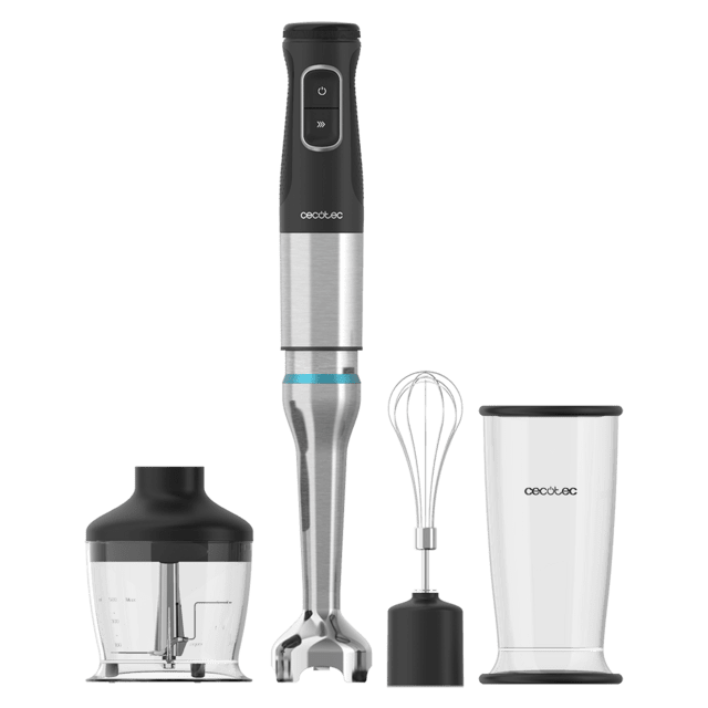 Cecotec Katana 12 Chop G Batidora de mano con potencia de 1200 W y 4 cuchillas recubiertas de titanio negro de gran dureza para tritutar hasta los alimentos más duros. Con PerreoMove sistema que mueve las cuchillas arriba y aba