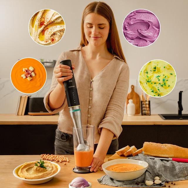 Cecotec Katana 15 TotalDestroy Full B Screen Screen Batidora De Mano Con 1500 W Y Pantalla Digital. Tecnología TotalDestroy Con 4 Cuchillas Recubiertas De Titanio Negro Que Trituran Ingredientes Más Duros En Menos Tiempo. Perr